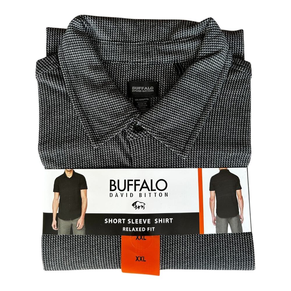 Buffalo David Bitton Men's short Sleeve Shirt Relaxed Fit Black size 2XL